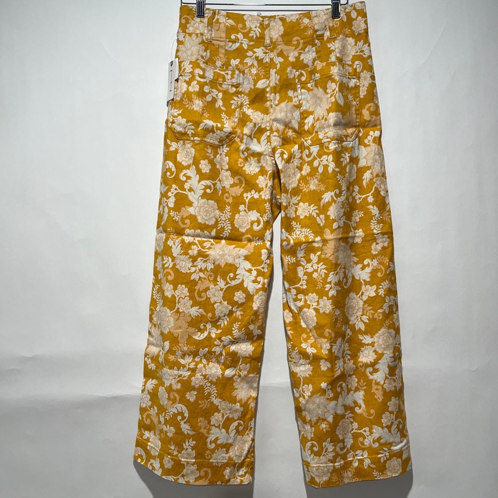 NWOT Anthropologie Maeve Colette Cropped Linen Blend Floral Pants Size 30